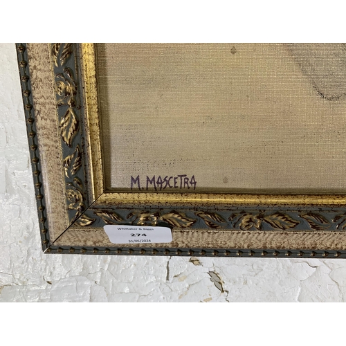 274 - A gilt framed M. Mascetra still life book scene print - approx. 59cm high x 77cm wide