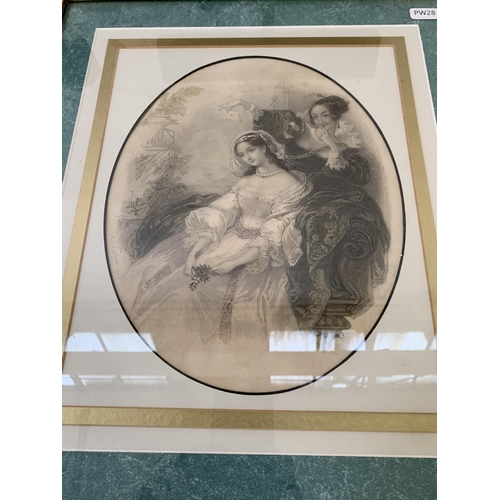 276 - Two gilt framed mother and child engravings with picture lights - approx. 46cm high x 40cm wide