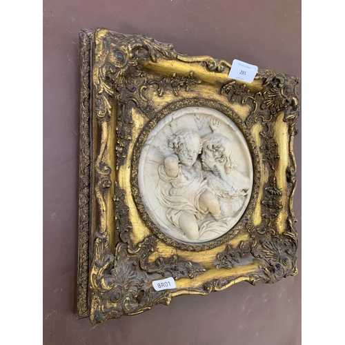 285 - A gilt framed marble relief plaque after Edward William Wyon - approx. 29cm high x 29cm wide