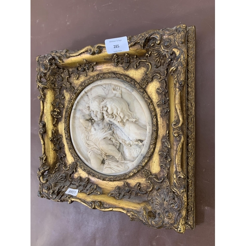 285 - A gilt framed marble relief plaque after Edward William Wyon - approx. 29cm high x 29cm wide