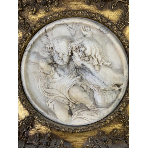 285 - A gilt framed marble relief plaque after Edward William Wyon - approx. 29cm high x 29cm wide