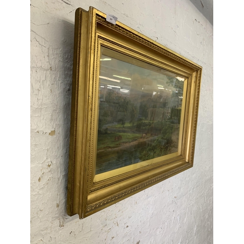 287 - An Edwardian gilt framed S.L. Booth RCA oil painting of Bolton Abbey, dated 1907 - approx. 60cm high... 