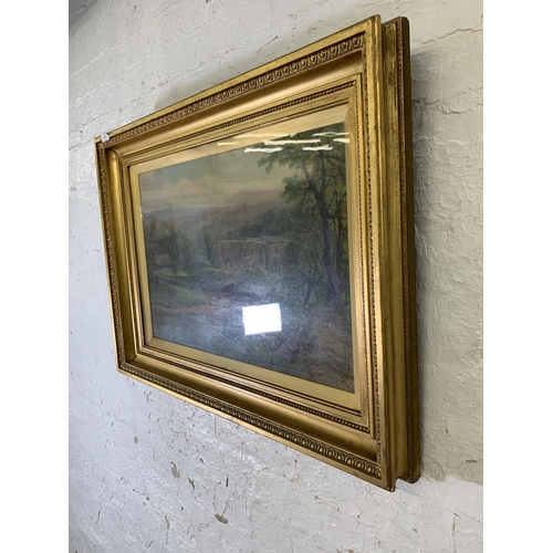 287 - An Edwardian gilt framed S.L. Booth RCA oil painting of Bolton Abbey, dated 1907 - approx. 60cm high... 