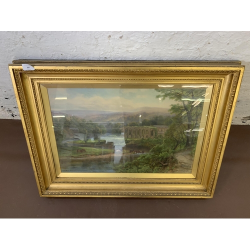 287 - An Edwardian gilt framed S.L. Booth RCA oil painting of Bolton Abbey, dated 1907 - approx. 60cm high... 