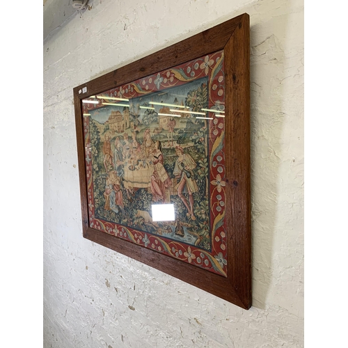 290 - A framed medieval style banquet tapestry - approx. 70cm high x 90cm wide