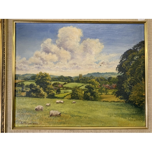 291 - A gilt framed Paul Robinson oil on board of Gawsworth - approx. 54cm high x 64cm wide