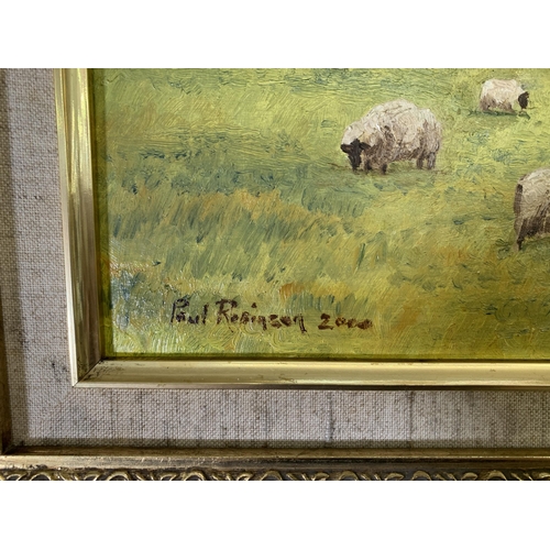 291 - A gilt framed Paul Robinson oil on board of Gawsworth - approx. 54cm high x 64cm wide