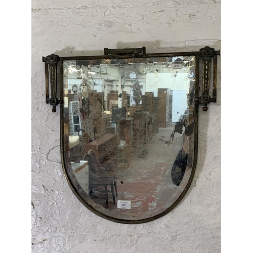 297 - An Art Deco metal framed bevelled edge wall mirror - approx. 48cm high x 48cm wide