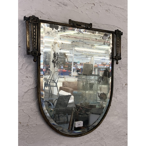 297 - An Art Deco metal framed bevelled edge wall mirror - approx. 48cm high x 48cm wide