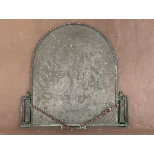 297 - An Art Deco metal framed bevelled edge wall mirror - approx. 48cm high x 48cm wide