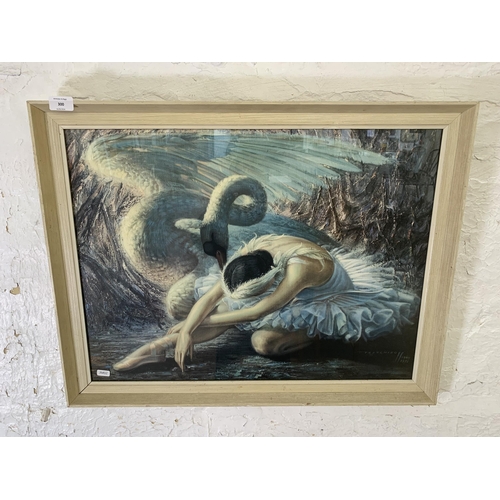 300 - A mid 20th century framed Vladimir Tretchikoff 'The Dying Swan' print - approx. 57cm high x 73cm wid... 