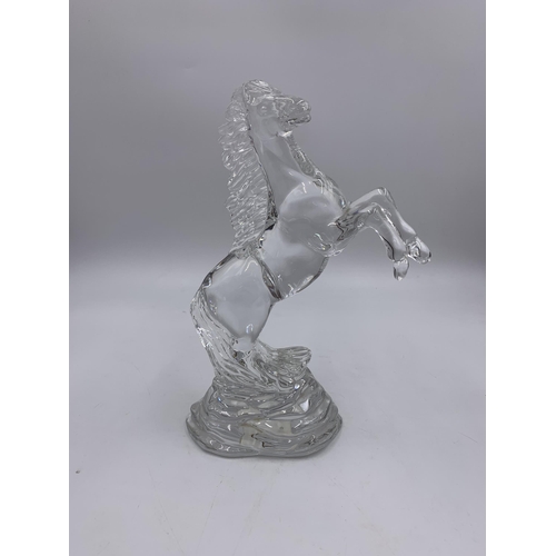 341 - A Waterford Crystal Rearing Horse lead crystal figurine - approx. 23cm high