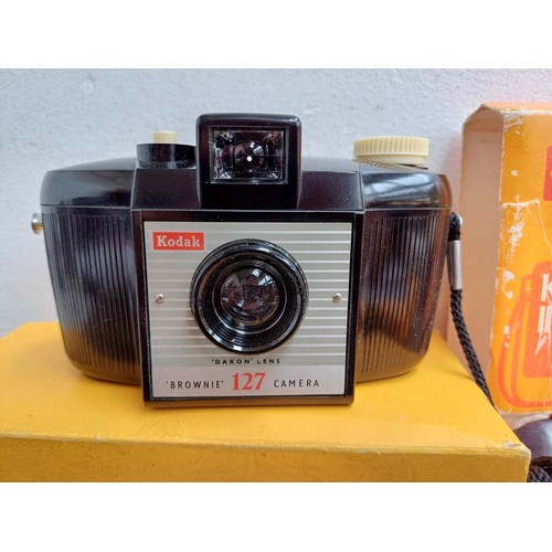 639 - Four boxed Kodak cameras, one Brownie 127 model 2, one Instamatic 56-X, one Instamatic 130 and one A... 