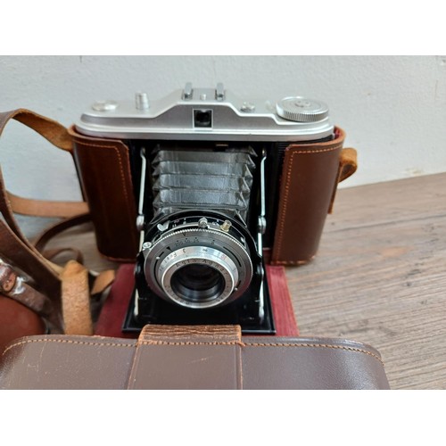 652 - Eight vintage cameras to include Kodak Retinette IB, Agfa Isolette I folding, Agfa Optima, Ilford Sp... 