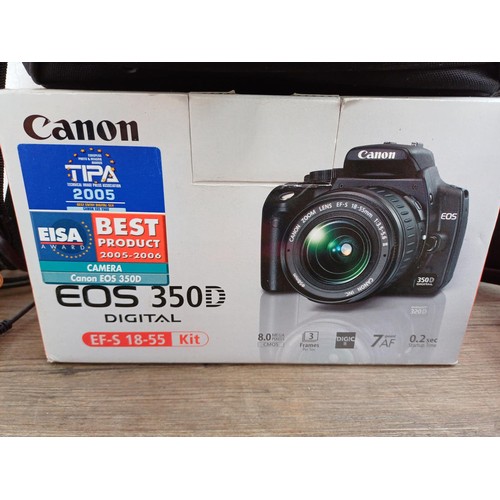 662 - A boxed and cased Canon EOS 350D 8mp DSLR camera fitted with EF-S 1:3.5-5.6 II 18-55mm zoom lens wit... 