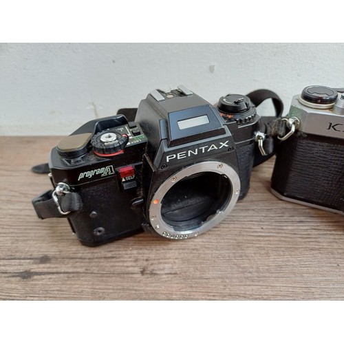 665 - Two Asahi Opt. Co. Pentax 35mm SLR camera bodies, one 1970s K1000 and one 1980s Program A