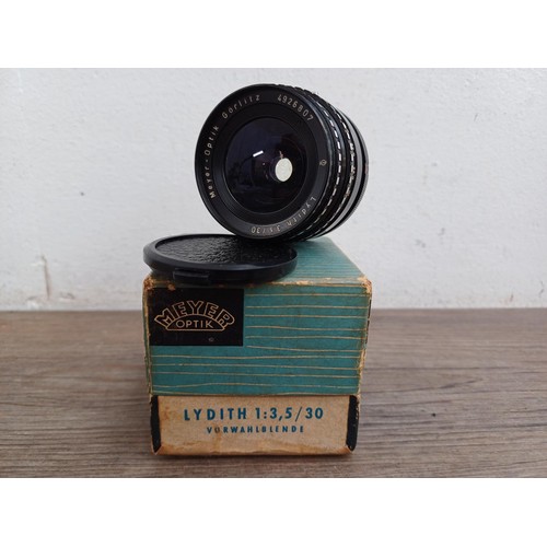 673 - A boxed mid 20th century Meyer-Optik Lydith 3.5/30 lens