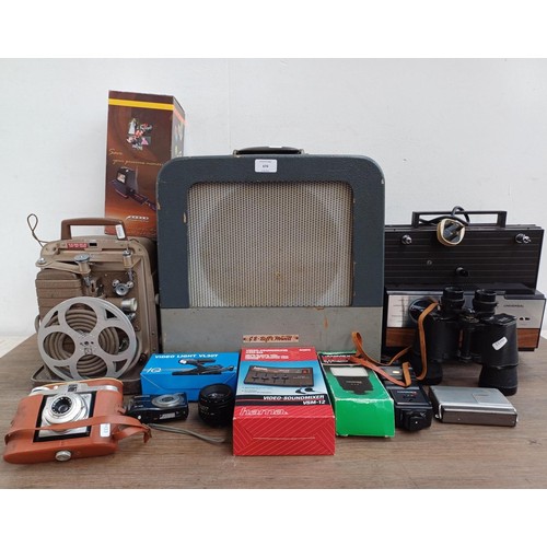 674 - A collection of items to include Bell & Howell 8mm projector, Agfa, Olympus digital and Hanimex came... 