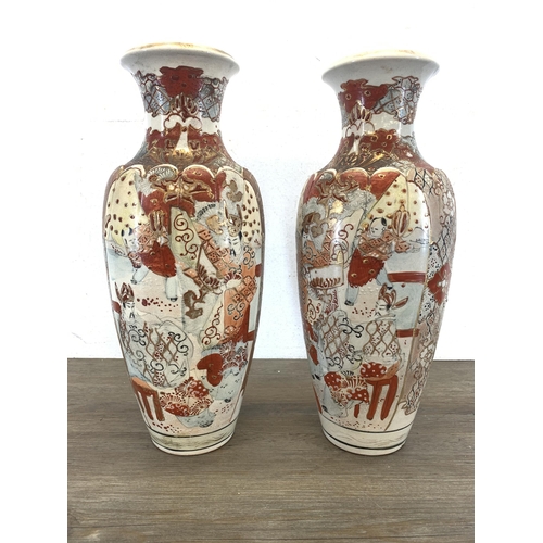 314 - A pair of Japanese Satsuma porcelain baluster vases - approx. 39cm high