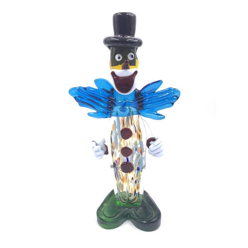 330 - Five pieces of art glassware to include Murano clown figurine, Murano fish sculpture, Murano rooster... 