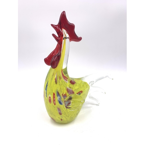 330 - Five pieces of art glassware to include Murano clown figurine, Murano fish sculpture, Murano rooster... 