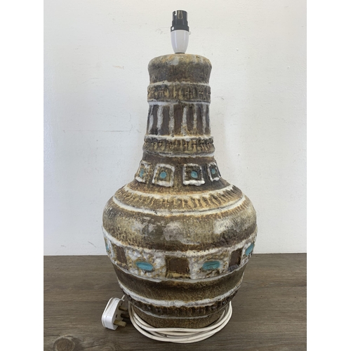 331 - A mid 20th century West German Fat Lava pottery table lamp - approx. 55cm high