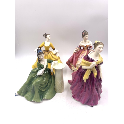 332 - Four Royal Doulton figurines, Adrienne HN2152, Secret Thoughts HN2383, Southern Belle HN2229 and Ste... 