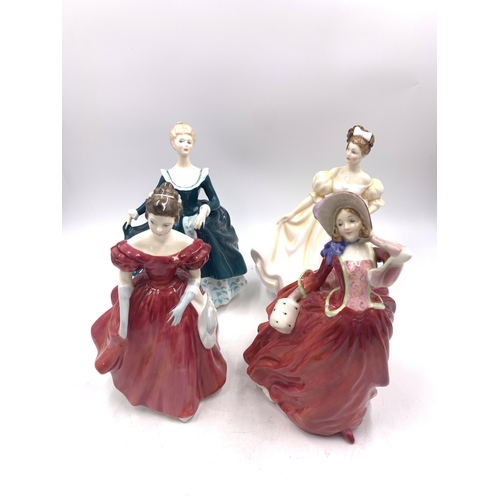 334 - Four Royal Doulton figurines, Autumn Breezes HN1934, Winsome HN2220, Natalie HN3173 and Janine HN246... 