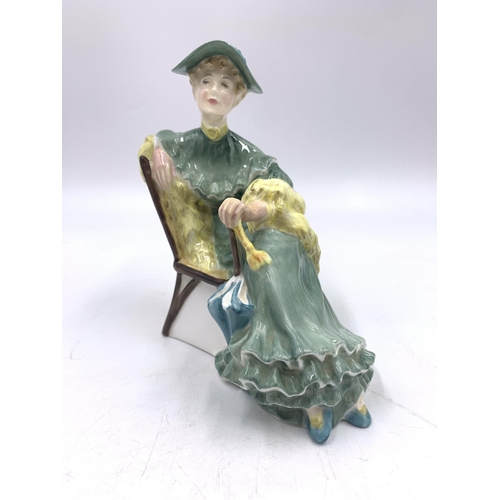 335 - Four Royal Doulton figurines, Ascot HN2356, At Ease HN2473, Belle HN3703 and Janet HN4042