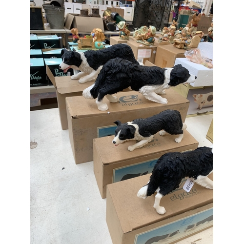 362 - Four boxed Elgate resin Border Collie figurines