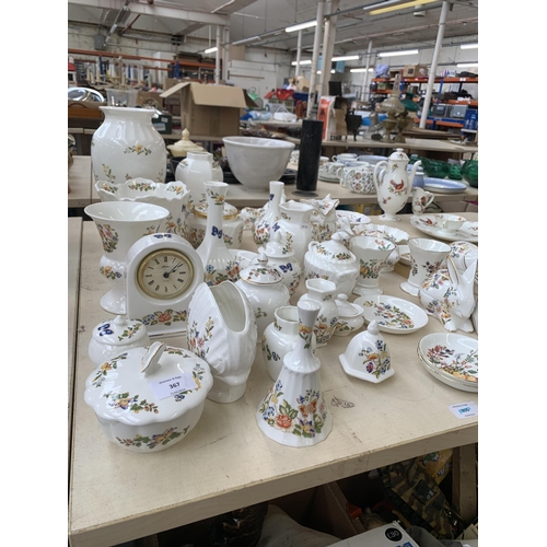 367 - A collection of Aynsley Cottage Garden bone china to include circular bowl, eight animal shaped trin... 