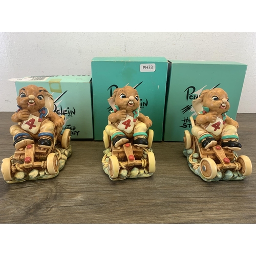 396 - Three boxed Pendelfin Humphrey Go-Kart rabbit figurines