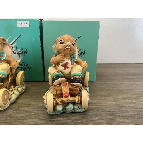 396 - Three boxed Pendelfin Humphrey Go-Kart rabbit figurines