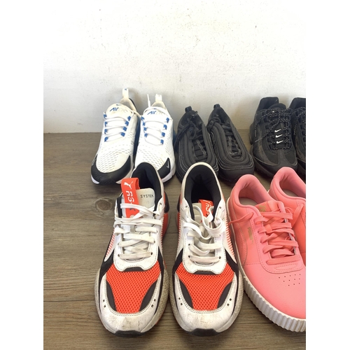 461 - Seven pairs of trainers to include Nike Airmax 2020 with Nike Air technology - size 9.5, Nike Beaver... 