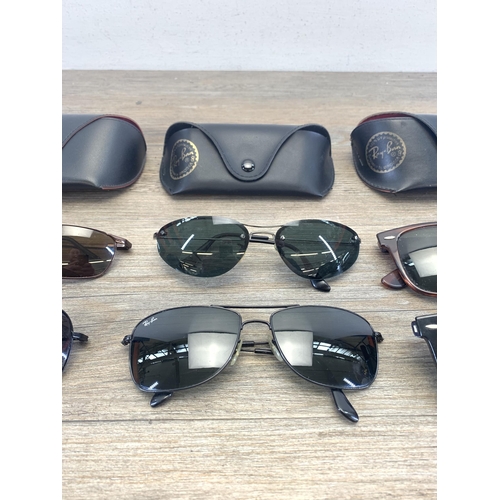 466 - Six pairs of sunglasses to include five Ray-Ban together with two Ray-Ban black leather cases