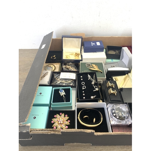 467 - A large collection of boxed costume jewellery to include Swarovski apple shaped pendant necklace, Jo... 