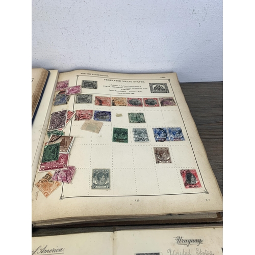 495 - Four stamp albums and three stock books containing a collection of worldwide stamps