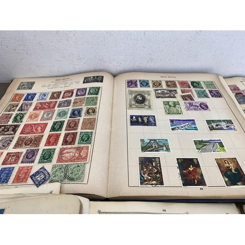 495 - Four stamp albums and three stock books containing a collection of worldwide stamps