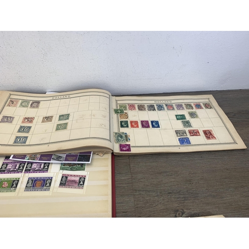 514 - Three albums and two stock books containing a collection of worldwide stamps