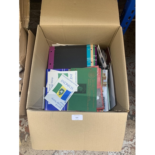 525 - A box containing a large quantity of loose stamps and first day covers