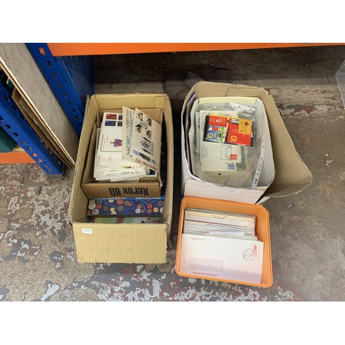 529 - Two boxes containing a collection of stamps and first day covers