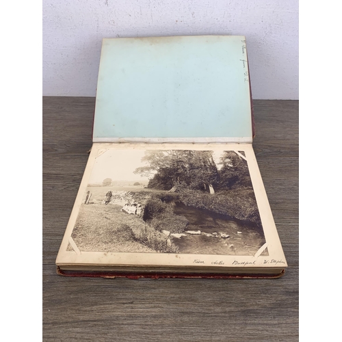 550 - A late 19th century scrap album containing a large quantity of hand written and painted poems and dr... 