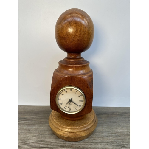 567 - Three mantel clocks to include 1930s oak cased chiming - approx. 24cm high x 34cm wide x 15cm deep e... 