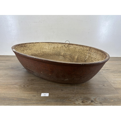 606 - A 19th century papier-mâché bowl with monogram to reverse - approx. 19cm high x 48cm wide x 70cm lon... 