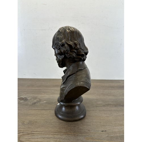 617 - A 19th century style bronzed resin bust of William Shakespeare - approx. 31cm high