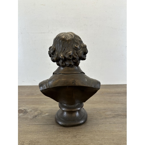 617 - A 19th century style bronzed resin bust of William Shakespeare - approx. 31cm high