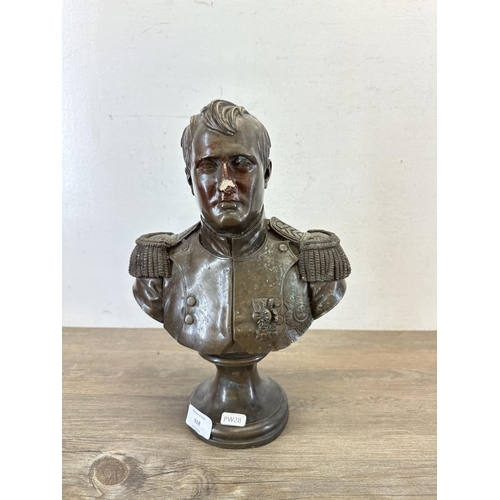 618 - A 19th century style bronzed resin bust of Napoleon - approx. 33cm high