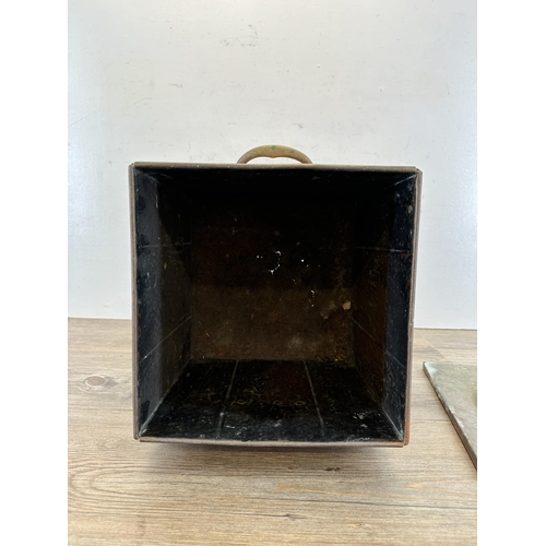 408 - An Art Nouveau copper and brass coal box - approx. 31cm high x 30cm wide