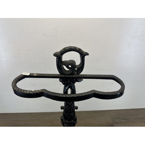 417 - A Victorian style cast iron and black painted stick stand - approx. 60cm high x 35cm wide