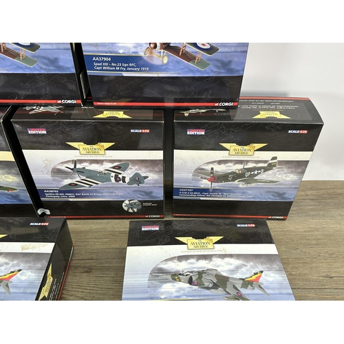 439 - Seven boxed Corgi Aviation Archive limited edition model die-cast aeroplanes to include Harrier GR3 ... 